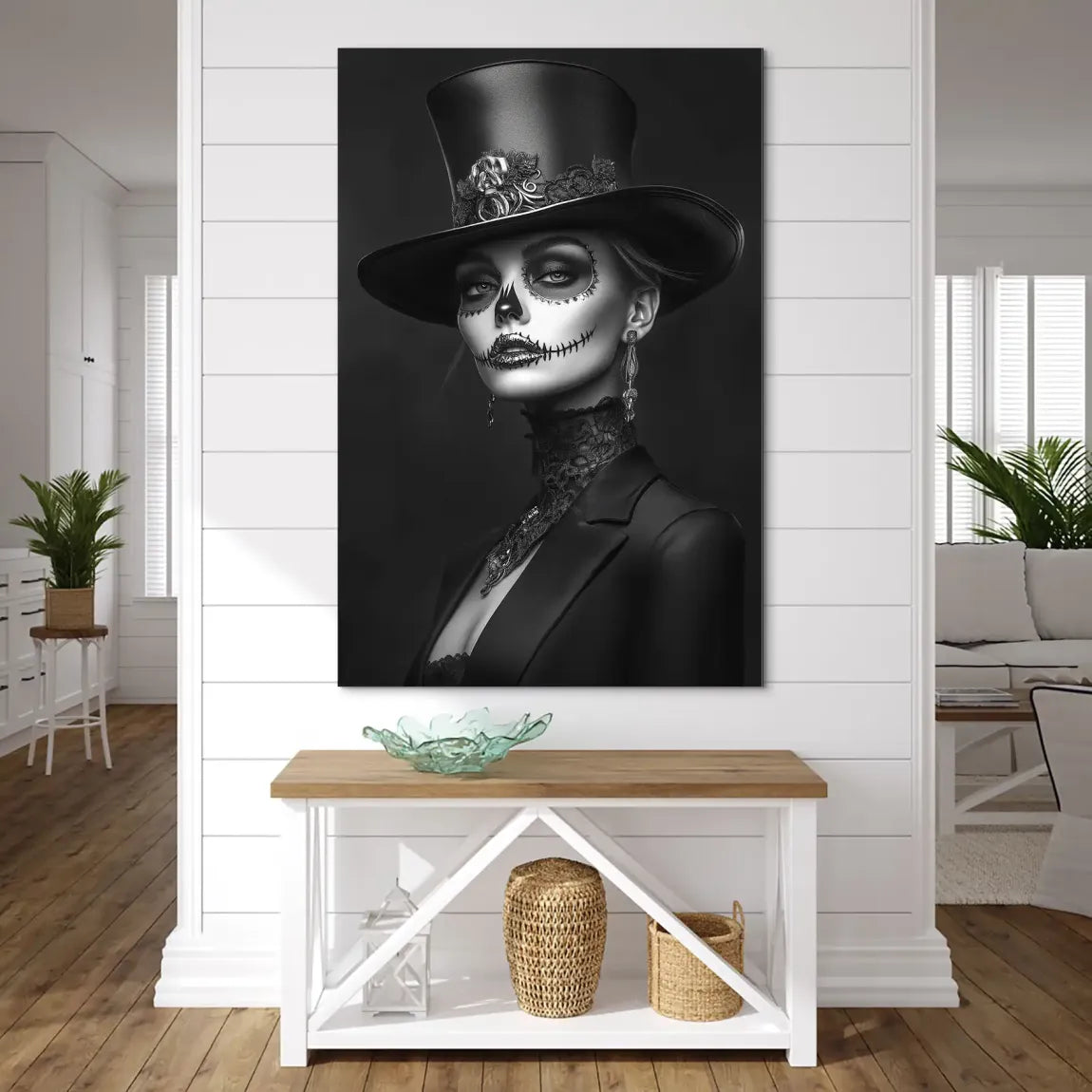 Elegante Lady im modernen Catrina Stil Alu Dibond Bild INGALERIE