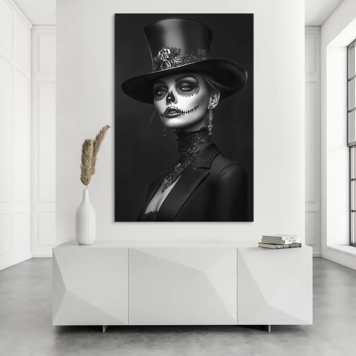 Elegante Lady im modernen Catrina Stil Alu Dibond Bild INGALERIE