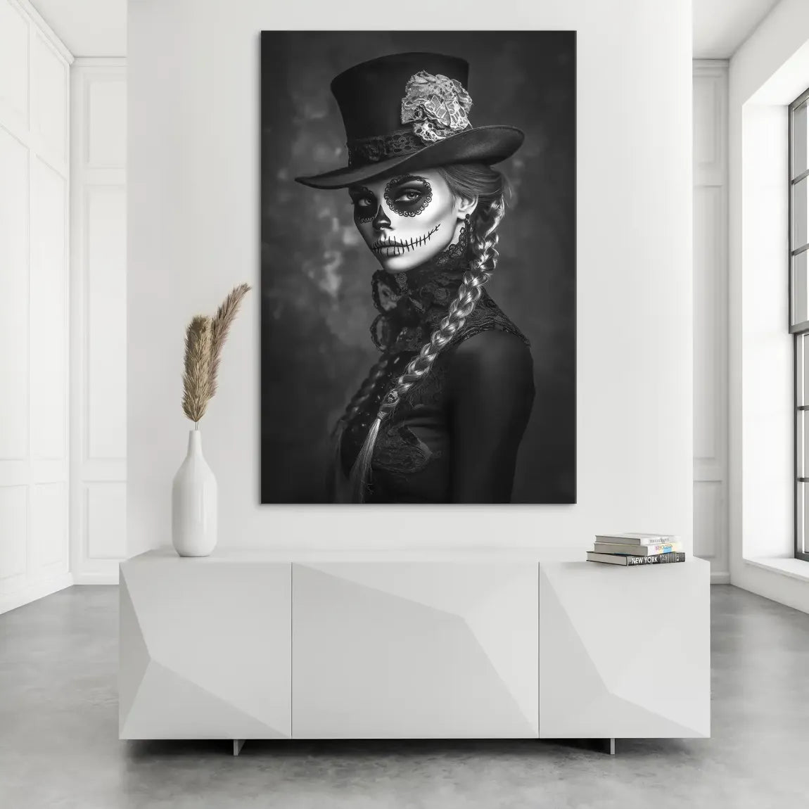La Catrina Noir – Stil trifft Schattenkunst Bild auf Alu Dibond INGALERIE