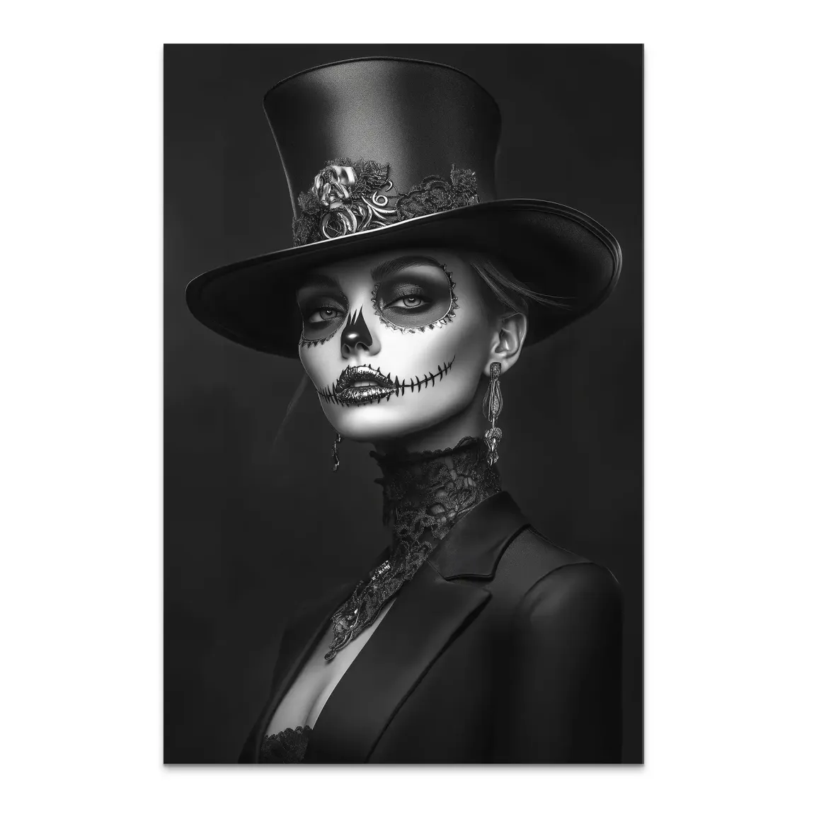 Elegante Lady im modernen Catrina Stil Alu Dibond Bild INGALERIE