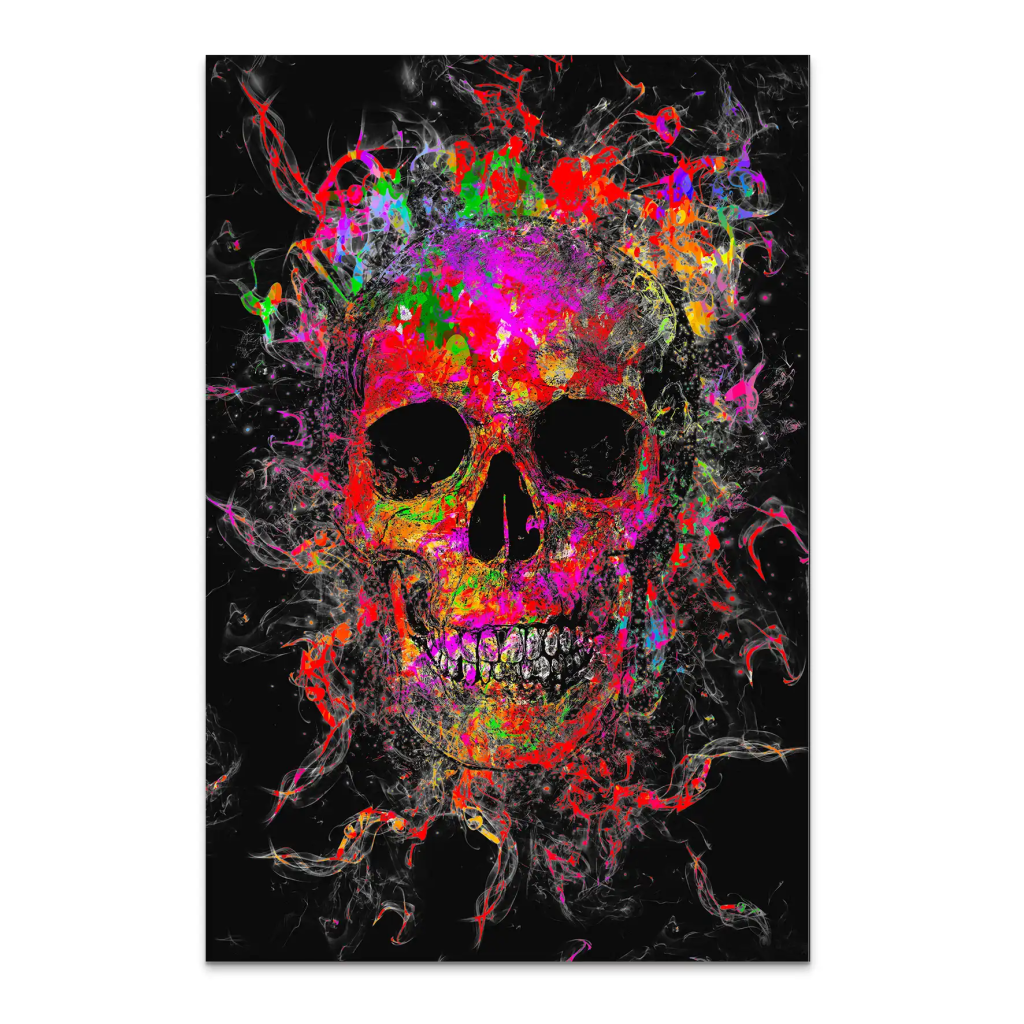 Totenkopf Abstrakt Color AluDibond Bild INGALERIE