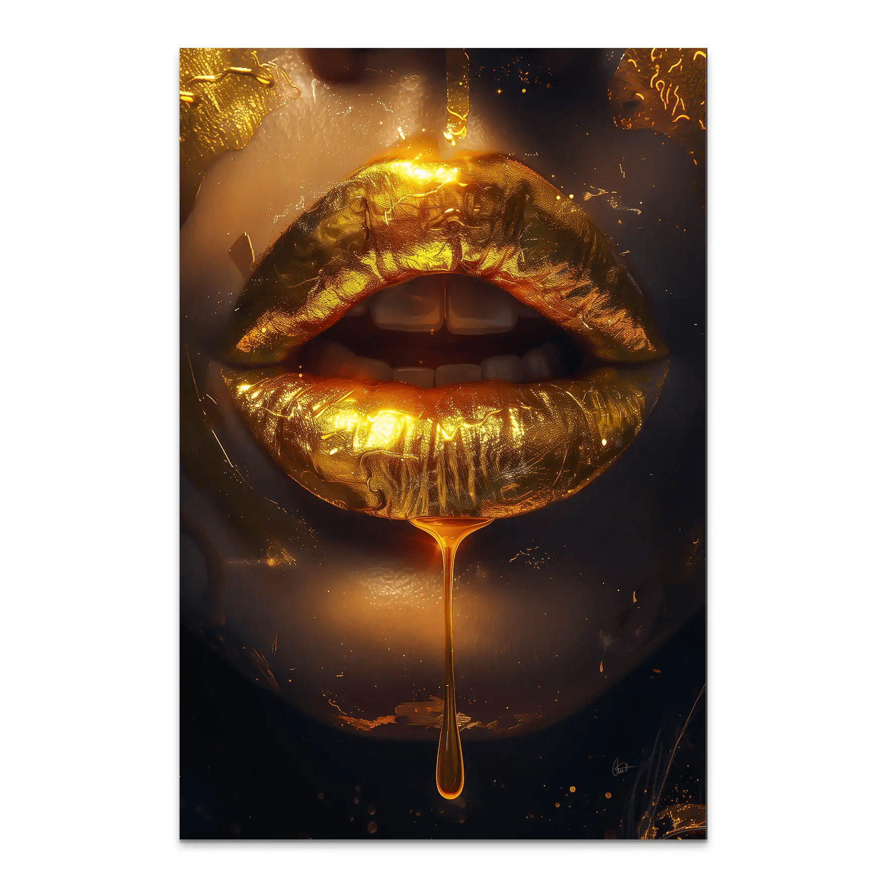 Sweet Gold Lips AluDibond Bild INGALERIE