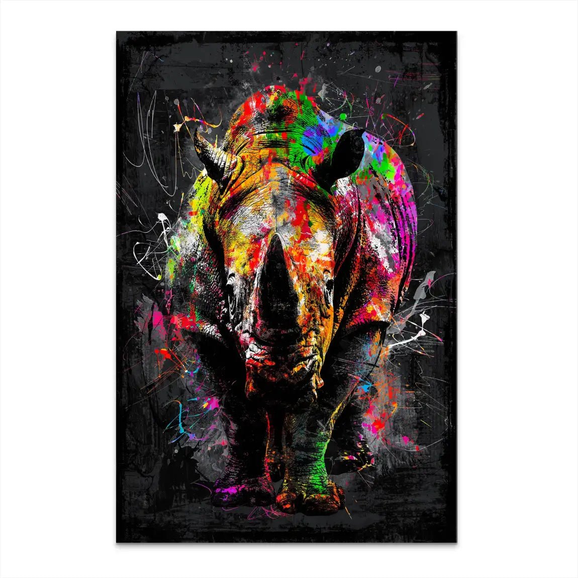 Nashorn Abstrakt Bunt AluDibond Bild INGALERIE