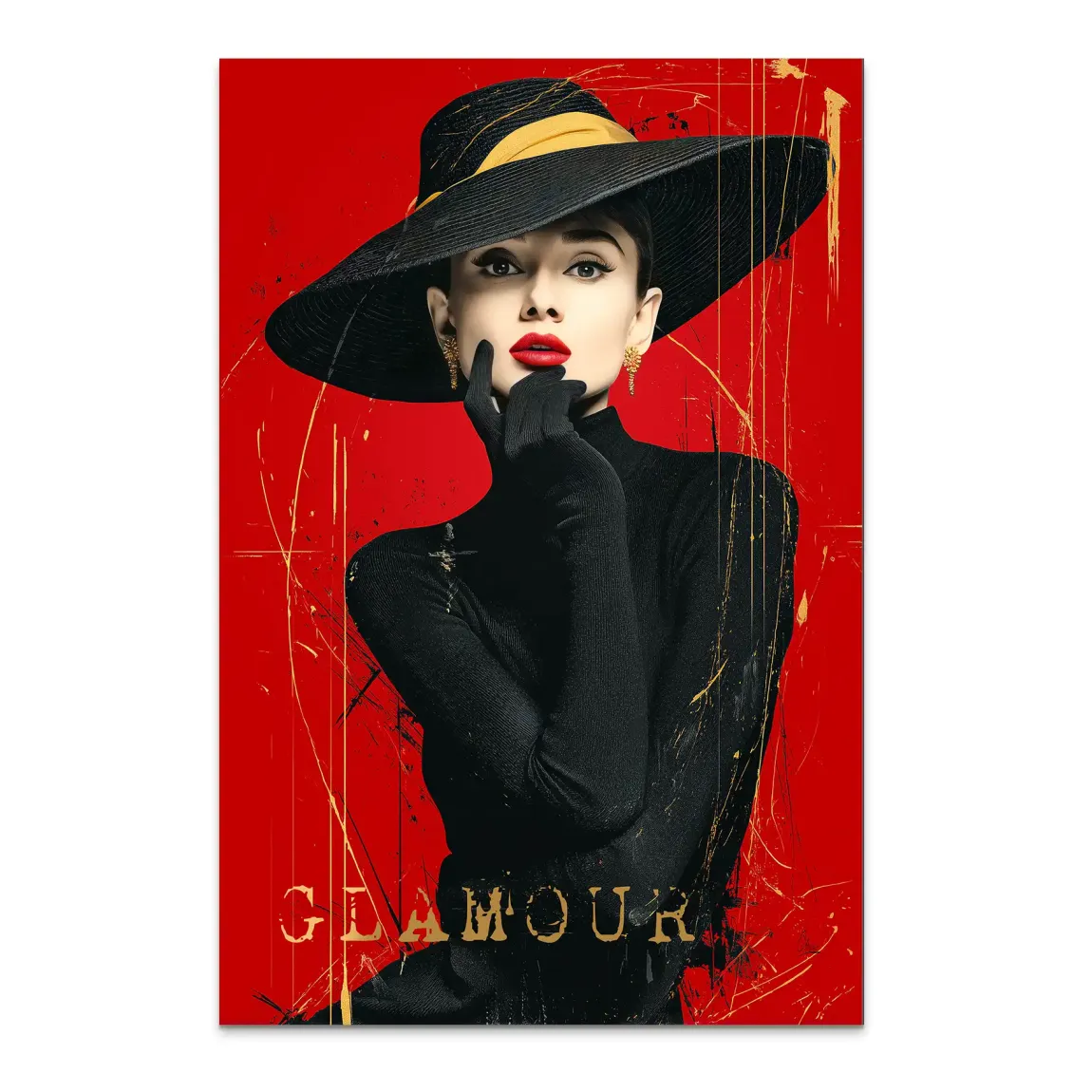 Audrey Hepburn Red Glamour Alu Dibond Bild