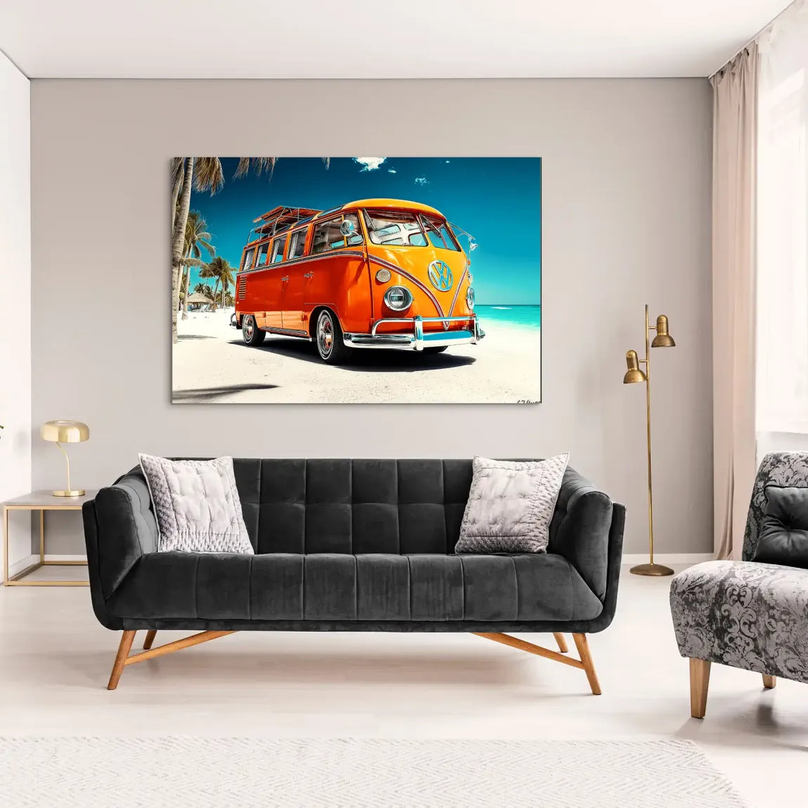 VW Bulli Beach AluDibond Bild INGALERIE