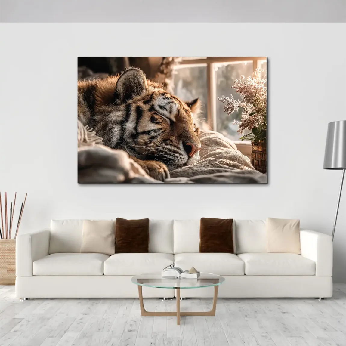 Schlafender Tiger AluDibond Wandbild