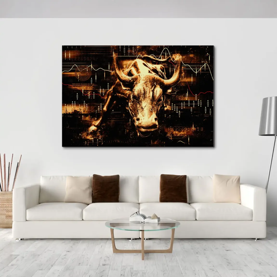 Börsenbulle Retro Art AluDibond Wandbild