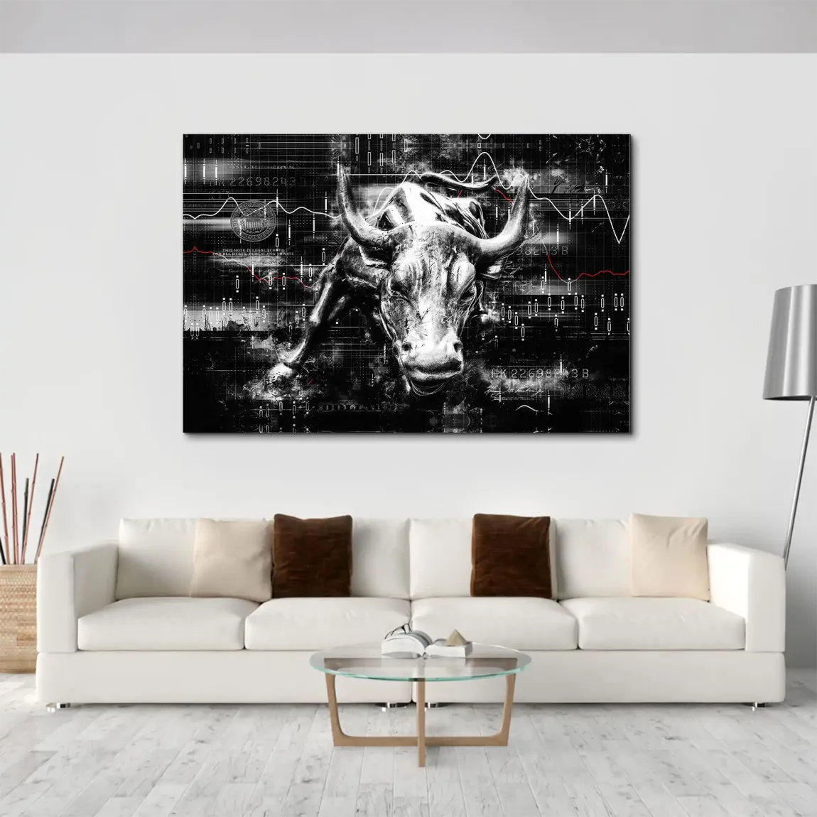Börsenbulle Noir AluDibond Wandbild