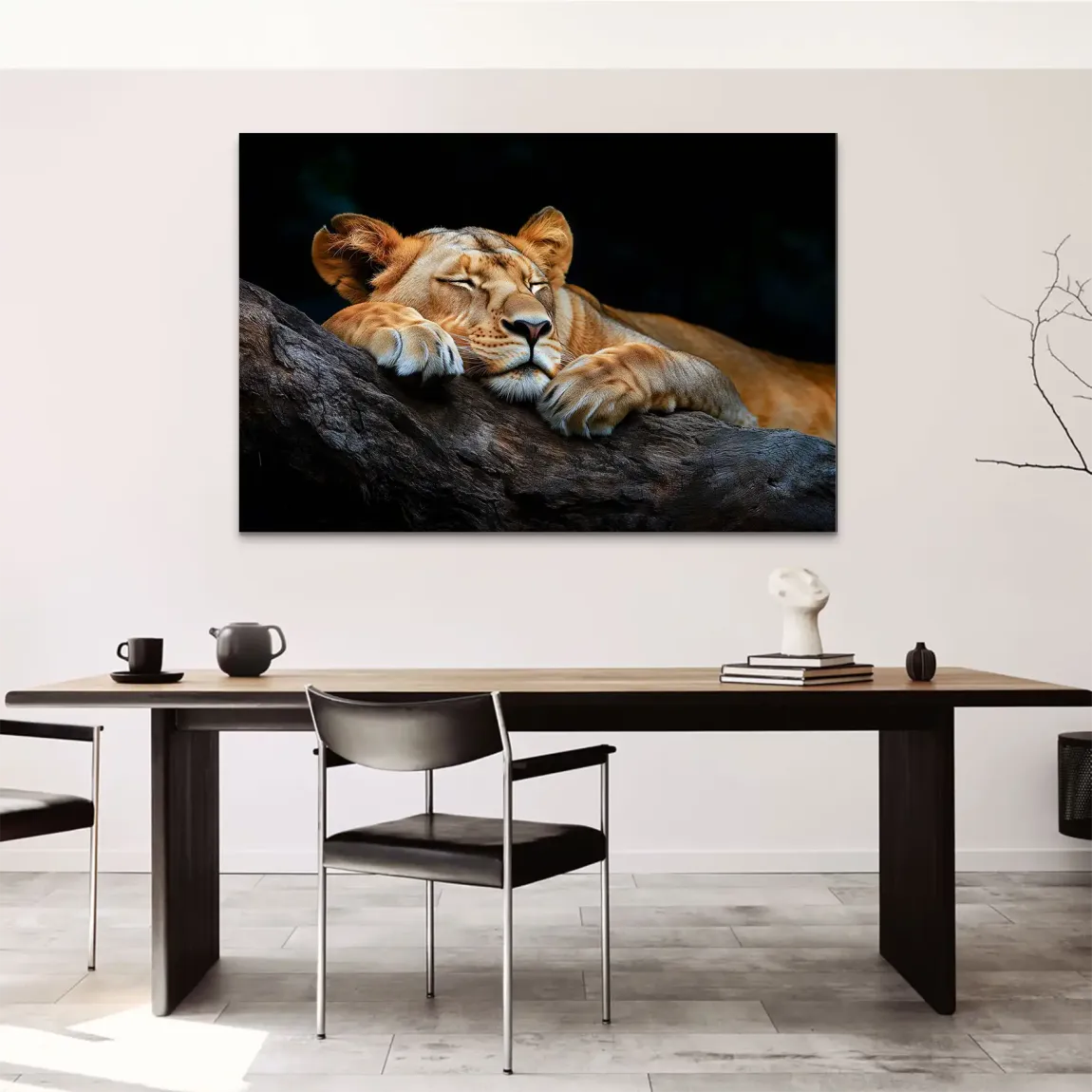 Schlafende Löwin AluDibond Wandbild