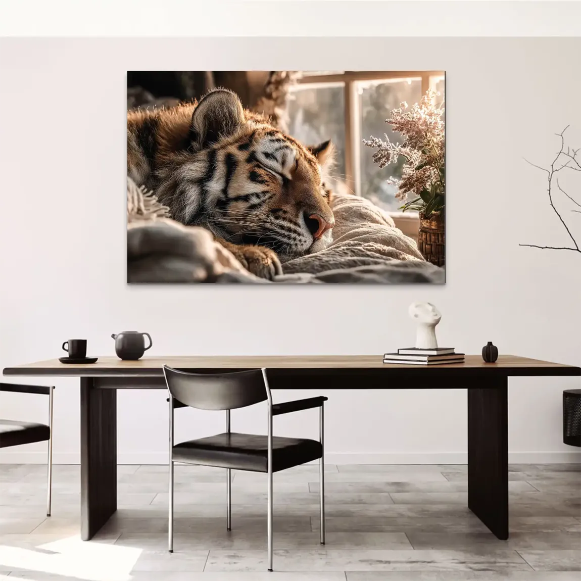 Schlafender Tiger AluDibond Wandbild