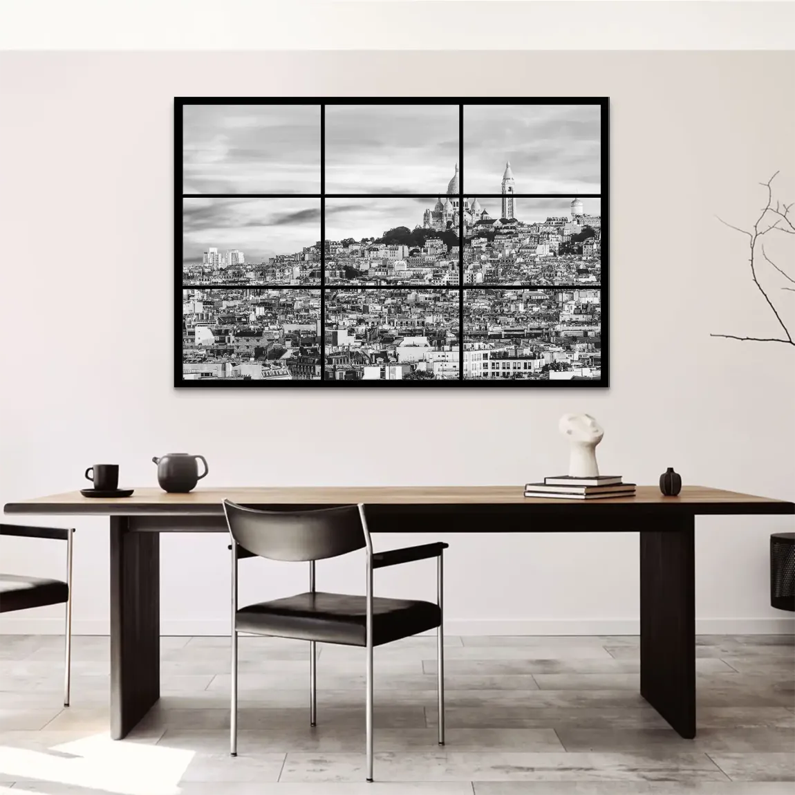 Paris Skyline Black and White AluDibond Bild
