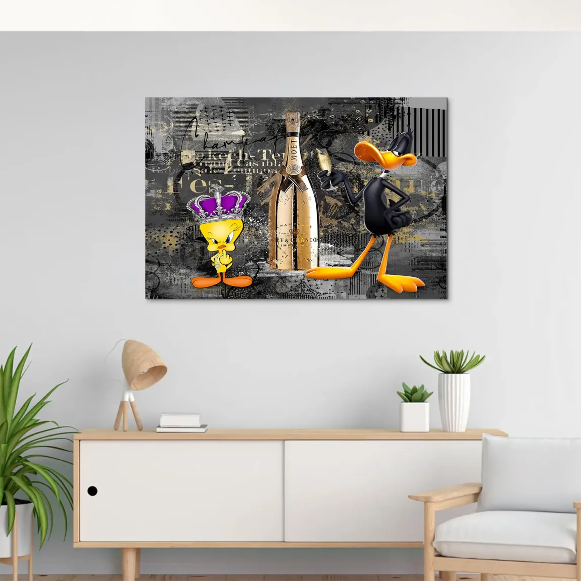 Tweety Duffy Champagner AluDibond Wandbild