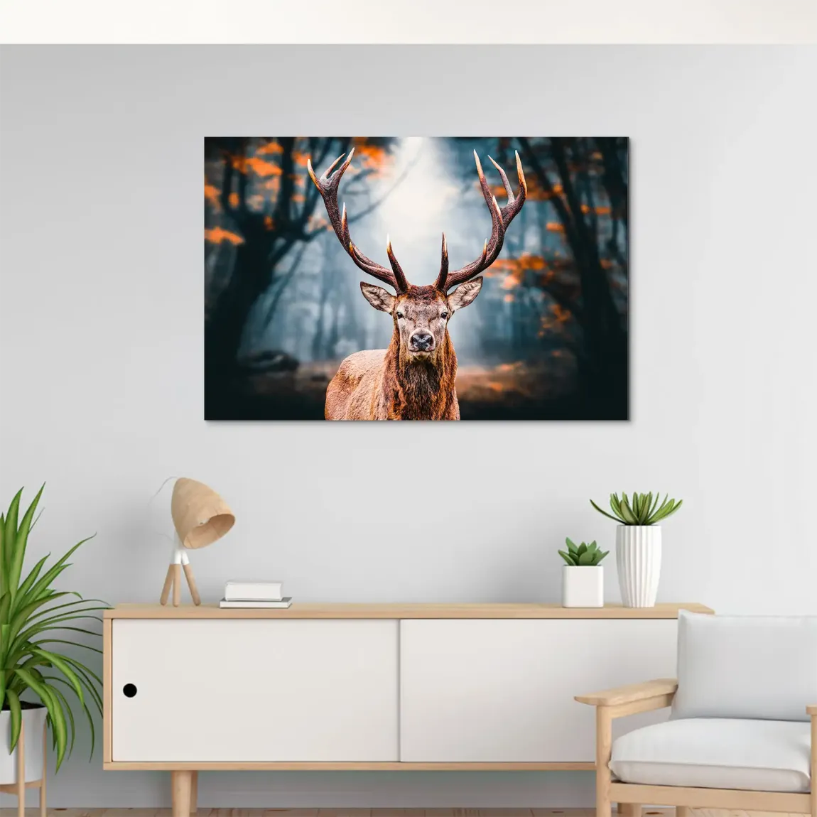 Hirsch im Wald AluDibond Wandbild