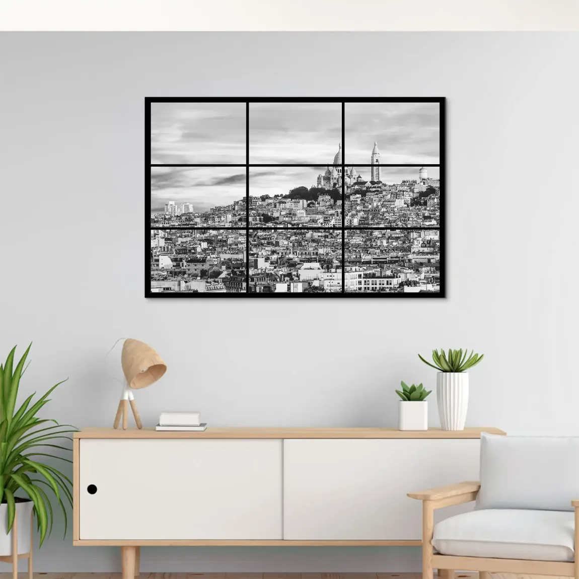Paris Skyline Black and White AluDibond Bild