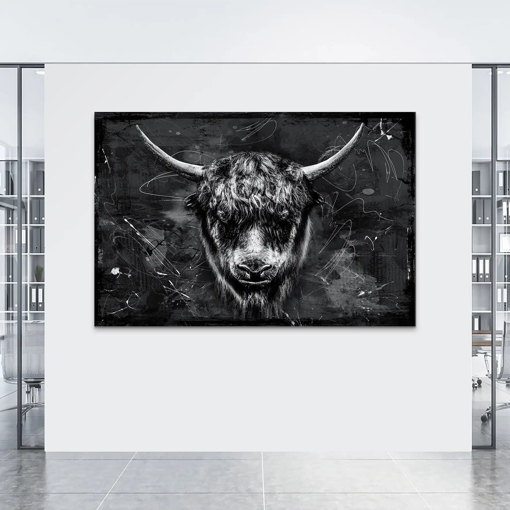 Yak Highland Abstrakt Black AluDibond Bild INGALERIE