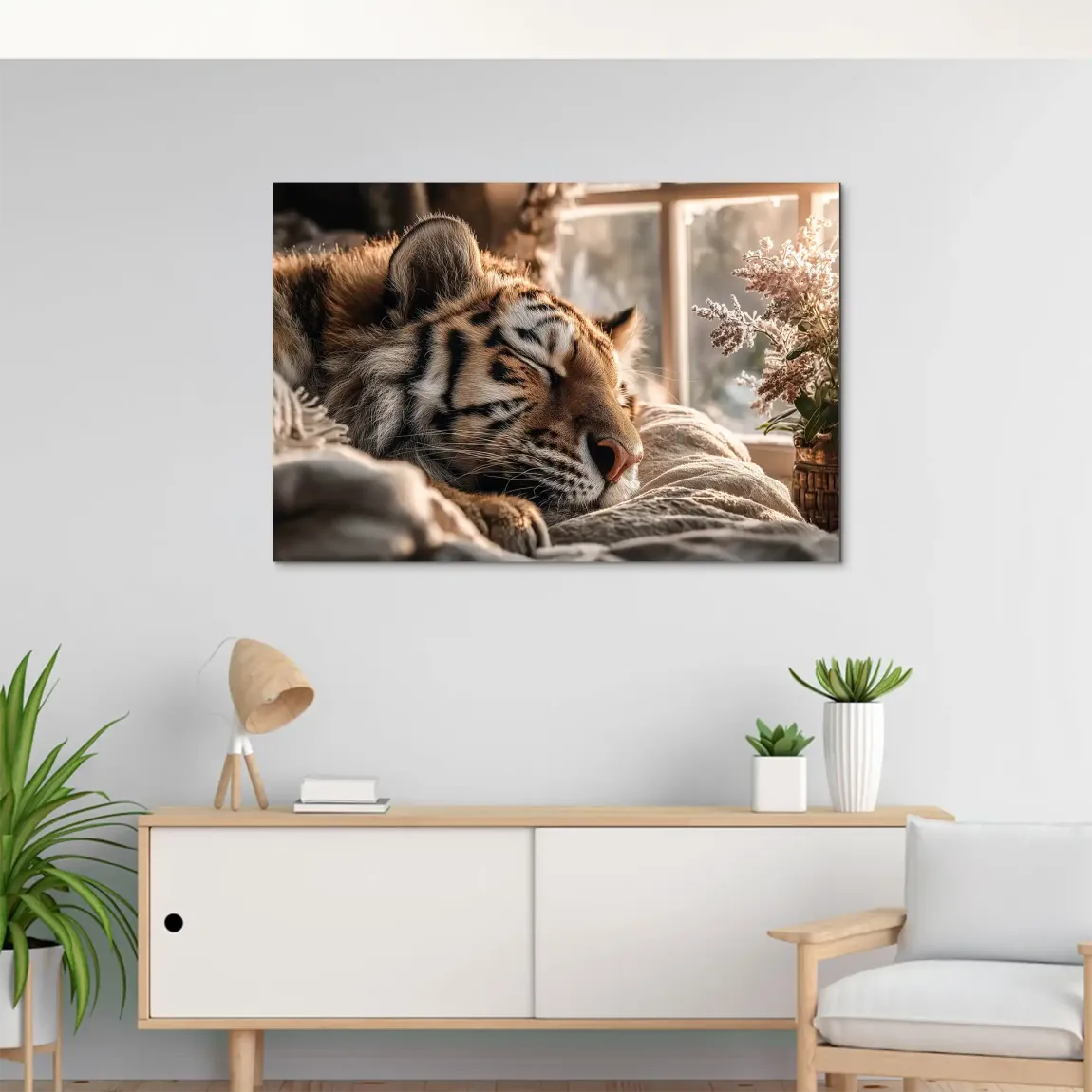 Schlafender Tiger AluDibond Wandbild