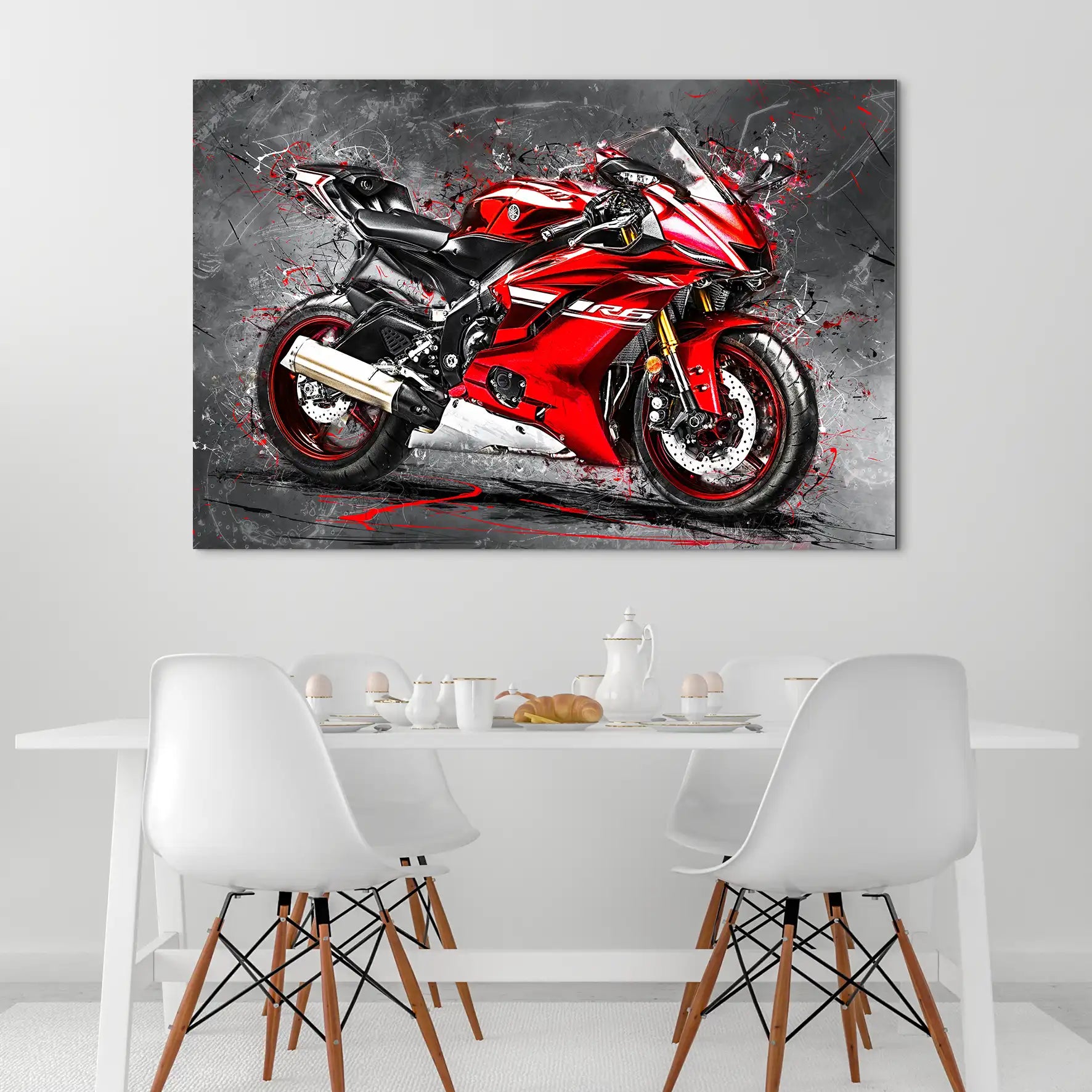 Yamaha R6 Abstrakt Rot AluDibond Bild INGALERIE