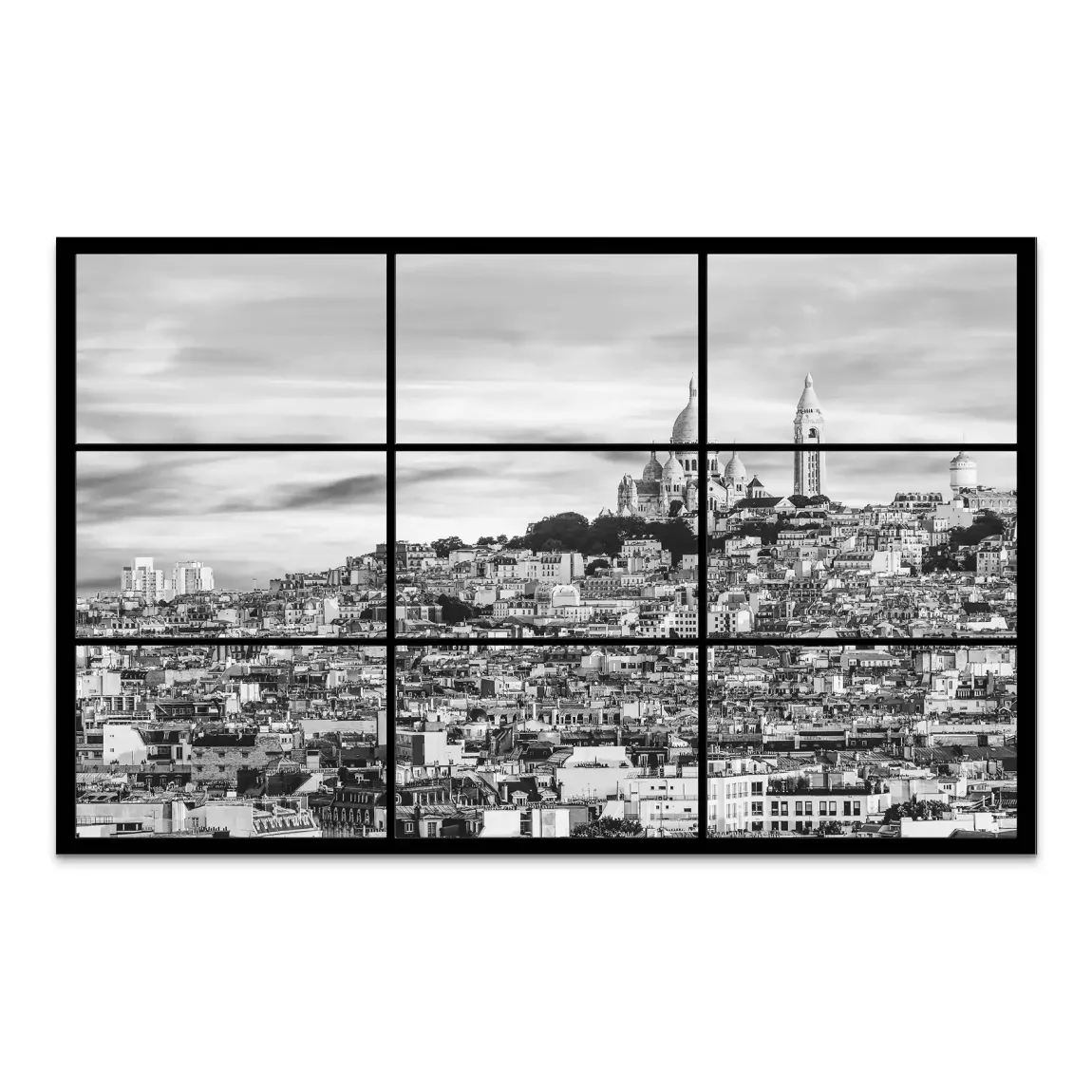 Paris Skyline Black and White AluDibond Bild
