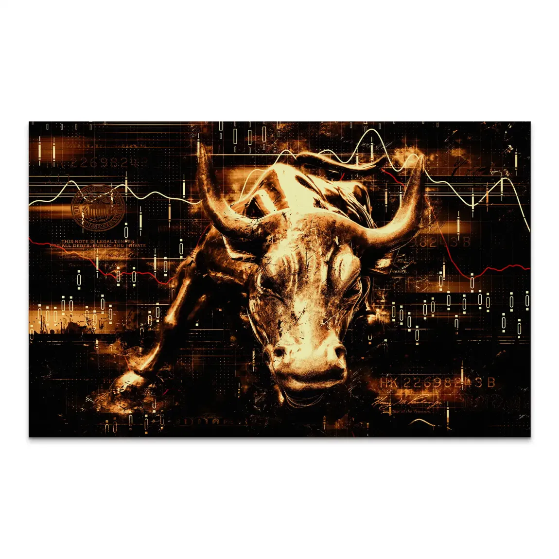 Börsenbulle Retro Art AluDibond Wandbild
