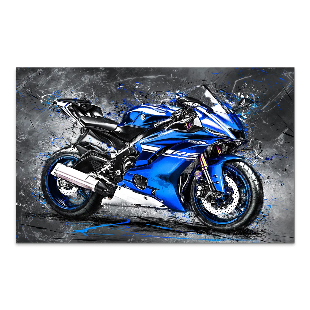 Yamaha R6 Abstrakt Blau AluDibond Bild INGALERIE