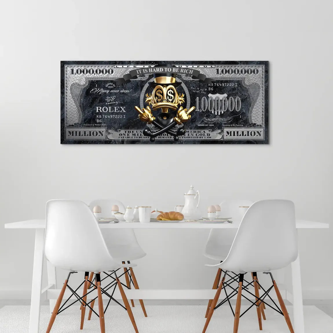 Dagobert Duck Totenkopf Black Dollar AluDibond Bild INGALERIE