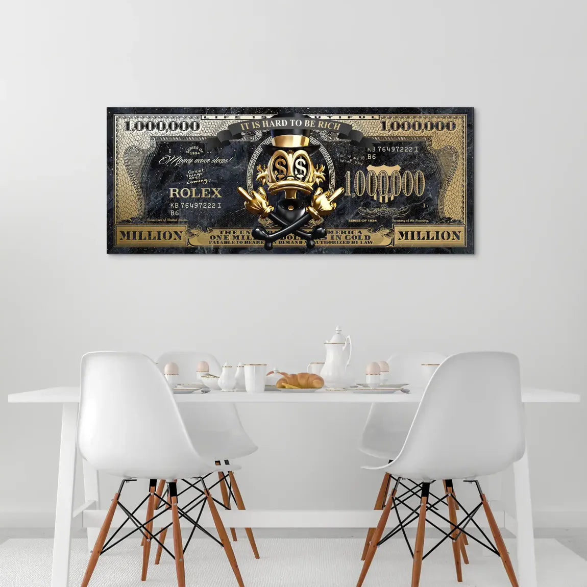Dagobert Totenkopf Dollar AluDibond Bild INGALERIE