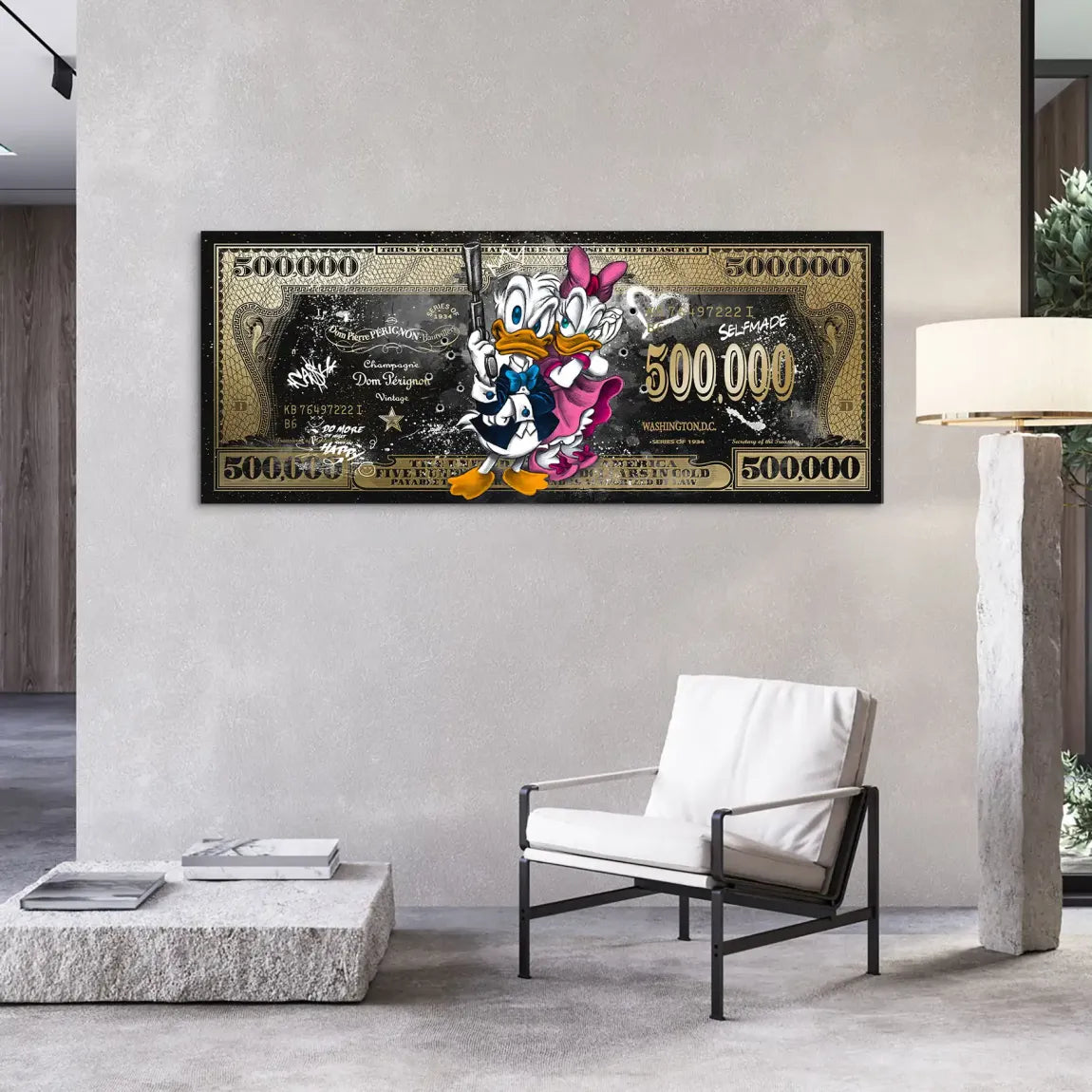 Donald & Daisy Duck Pop Art Dollar AluDibond Bild INGALERIE