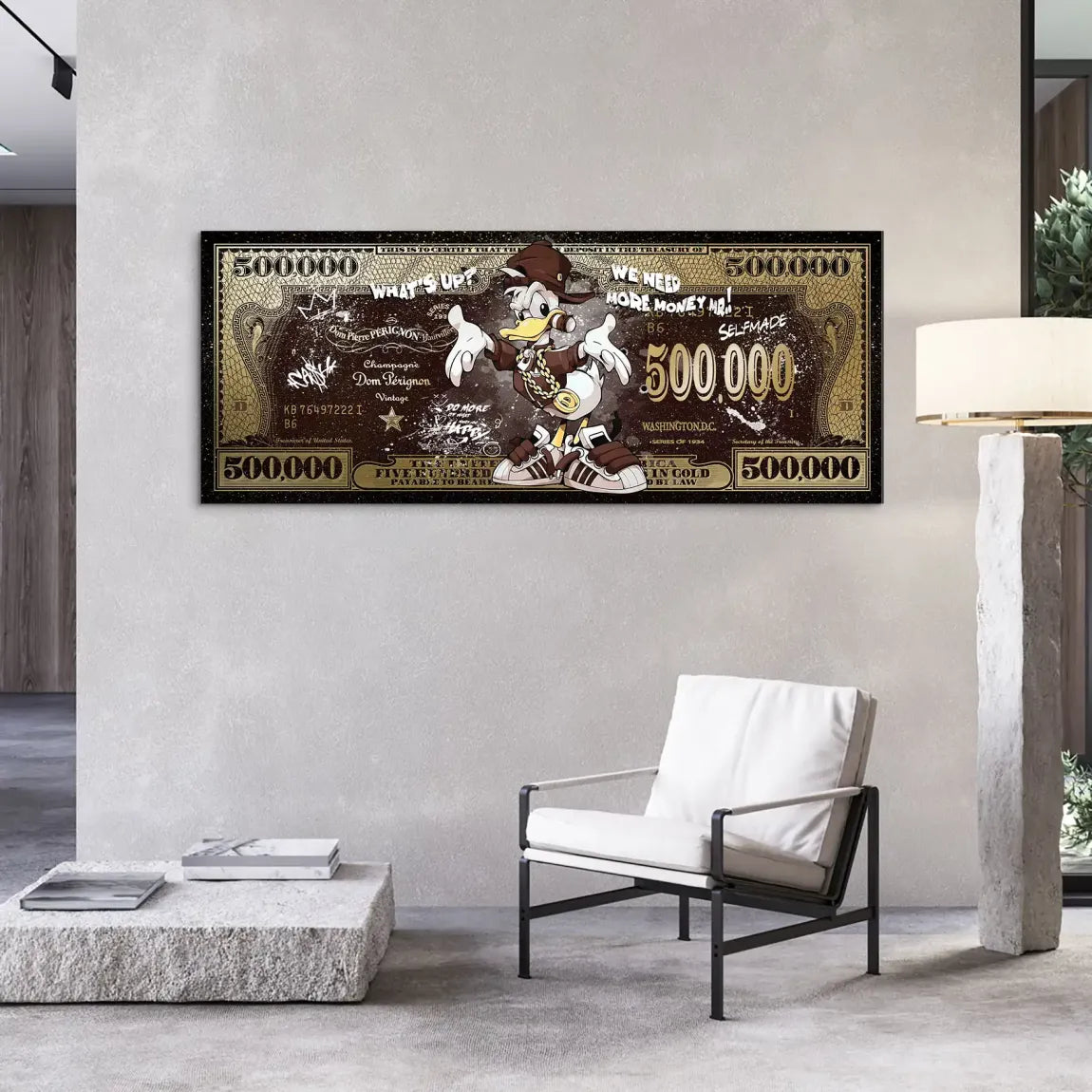 Donald Duck Whats Up Retro Dollar AluDibond Bild INGALERIE