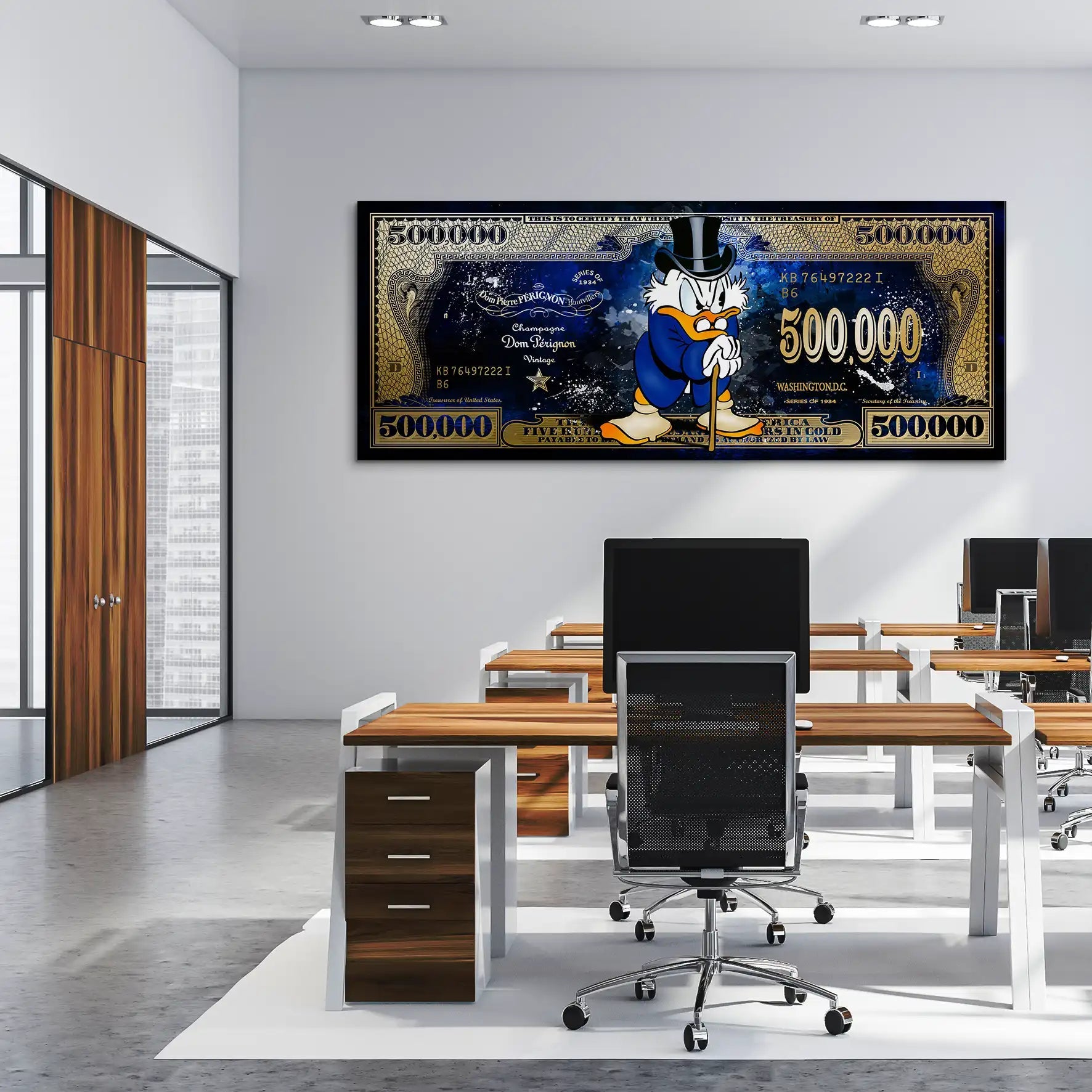 Dagobert Blue Scrooge Dollar AluDibond Bild INGALERIE
