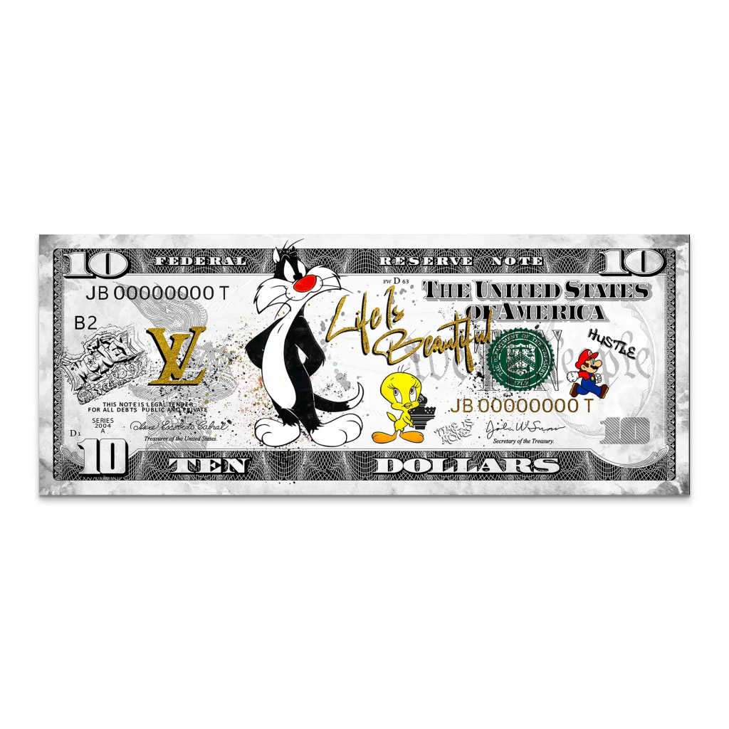 Tweety und Sylvester 10 Dollar AluDibond Bild INGALERIE