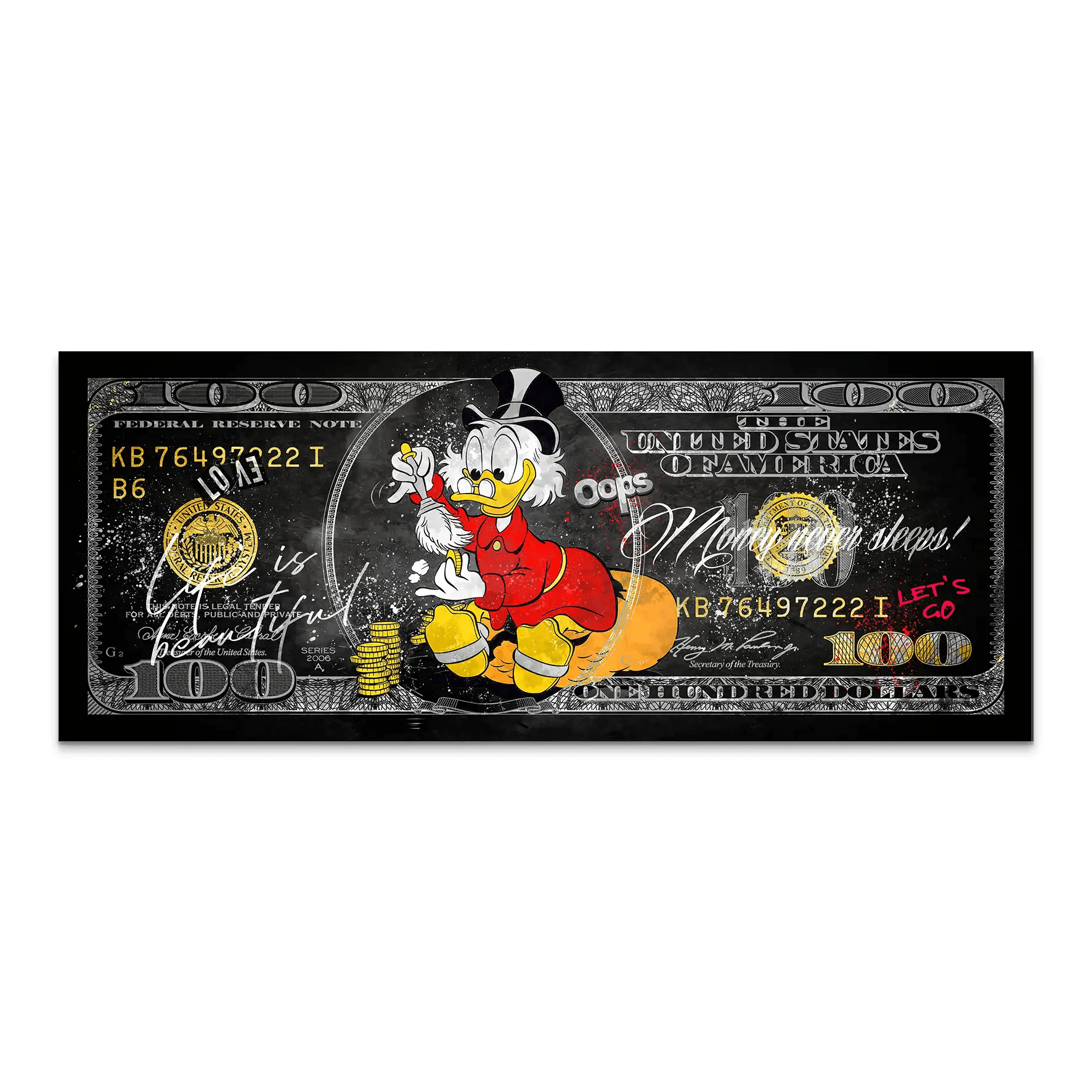 Dagobert Money Never Sleeps Dollar Dark AluDibond Bild INGALERIE