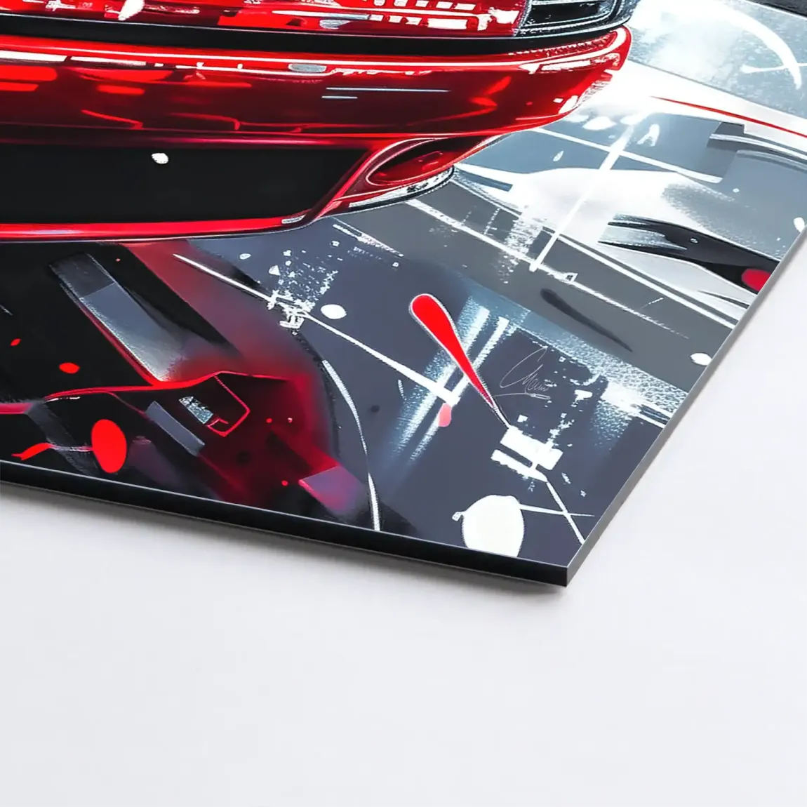 Porsche 911 Red City Aludibond Bild