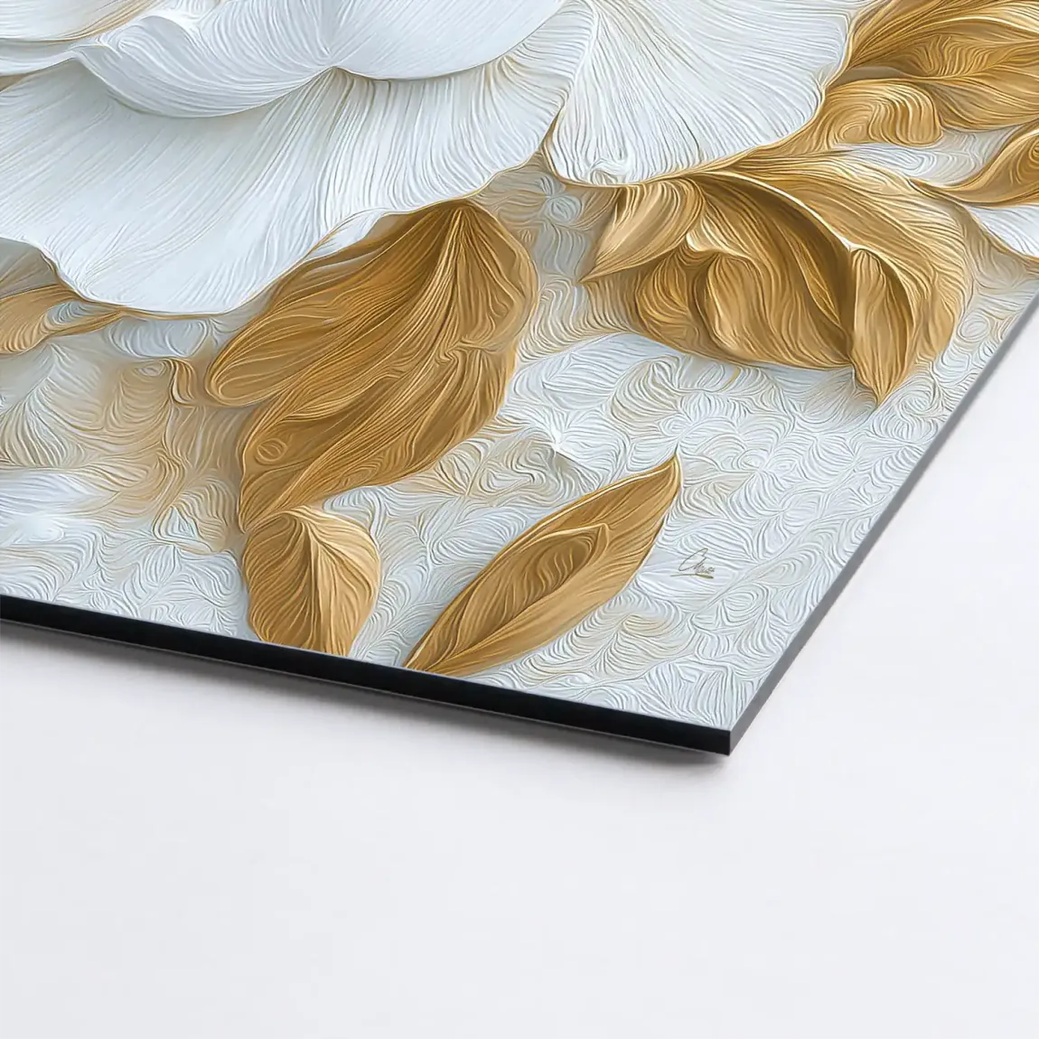 White Gold Rose Art Aludibond Bild