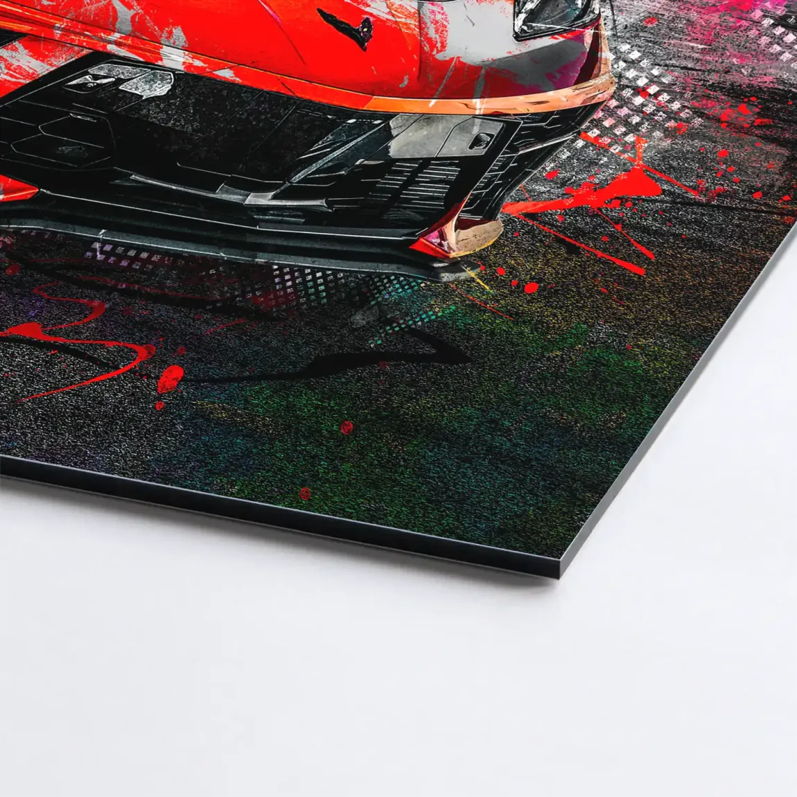 Corvette C8 Abstrak Red Style Aludibond Bild INGALERIE