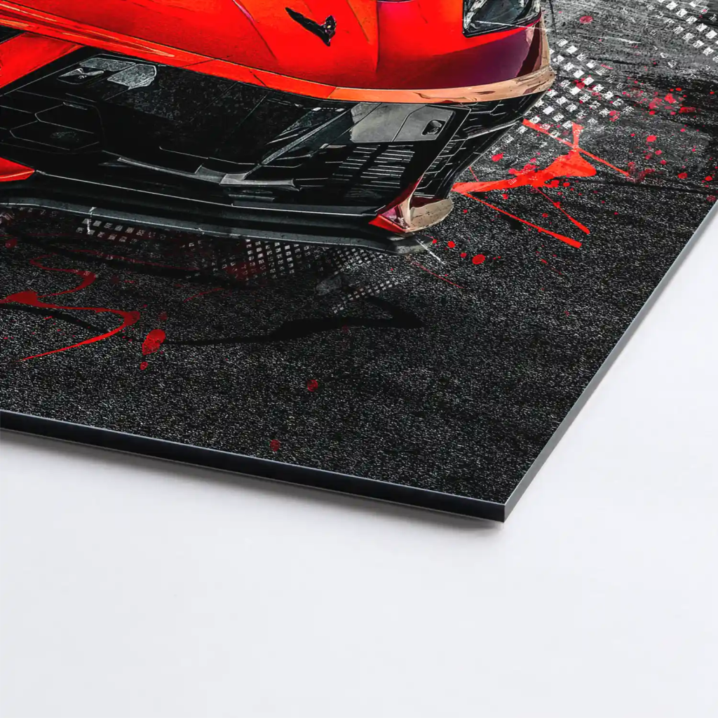 Corvette C8 Abstrakt Rot Aludibond Bild INGALERIE