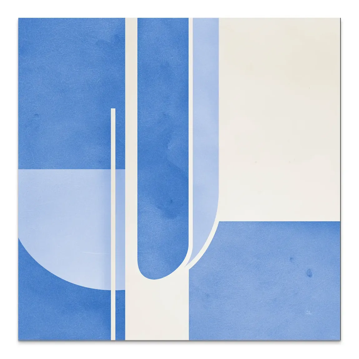 Blaue Geometrie Alu Dibond Wandbild