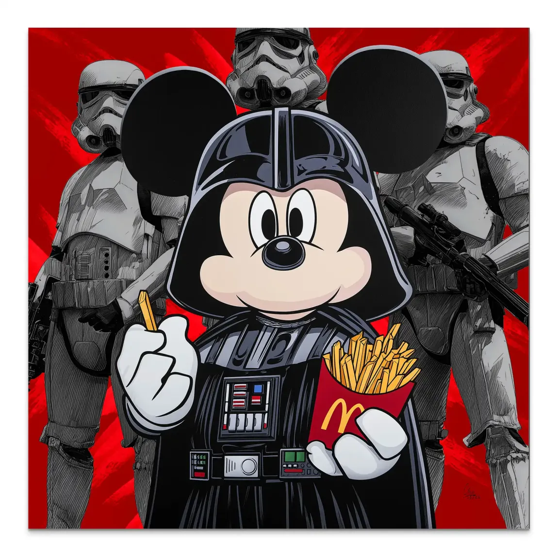 Micky Maus Vader Alu Dibond Wandbild