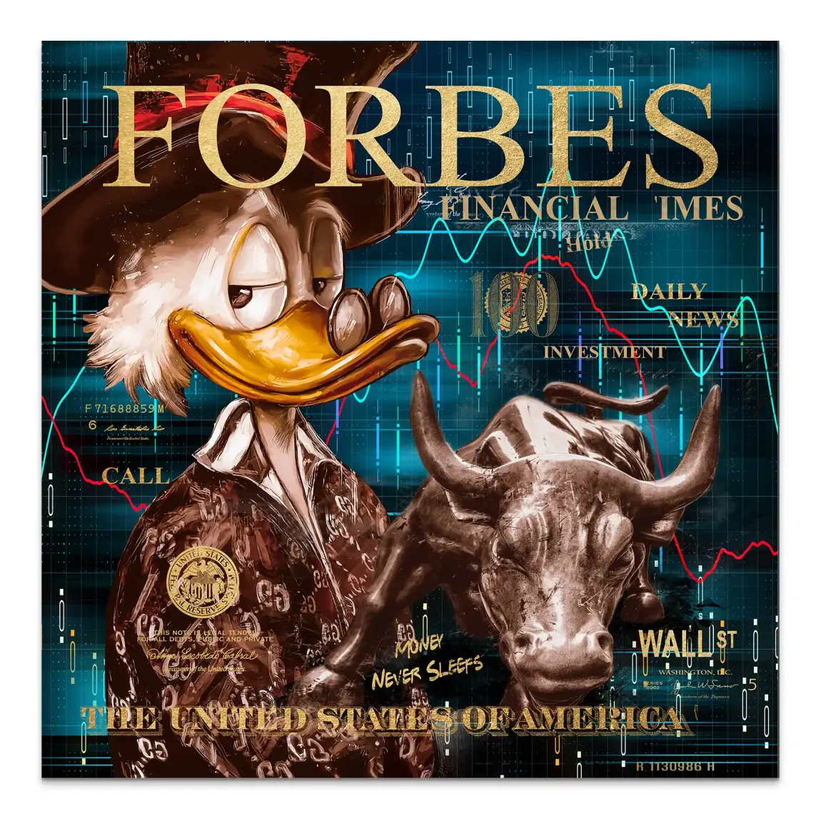 Dagobert Duck Wallstreet Alu Dibond Bild