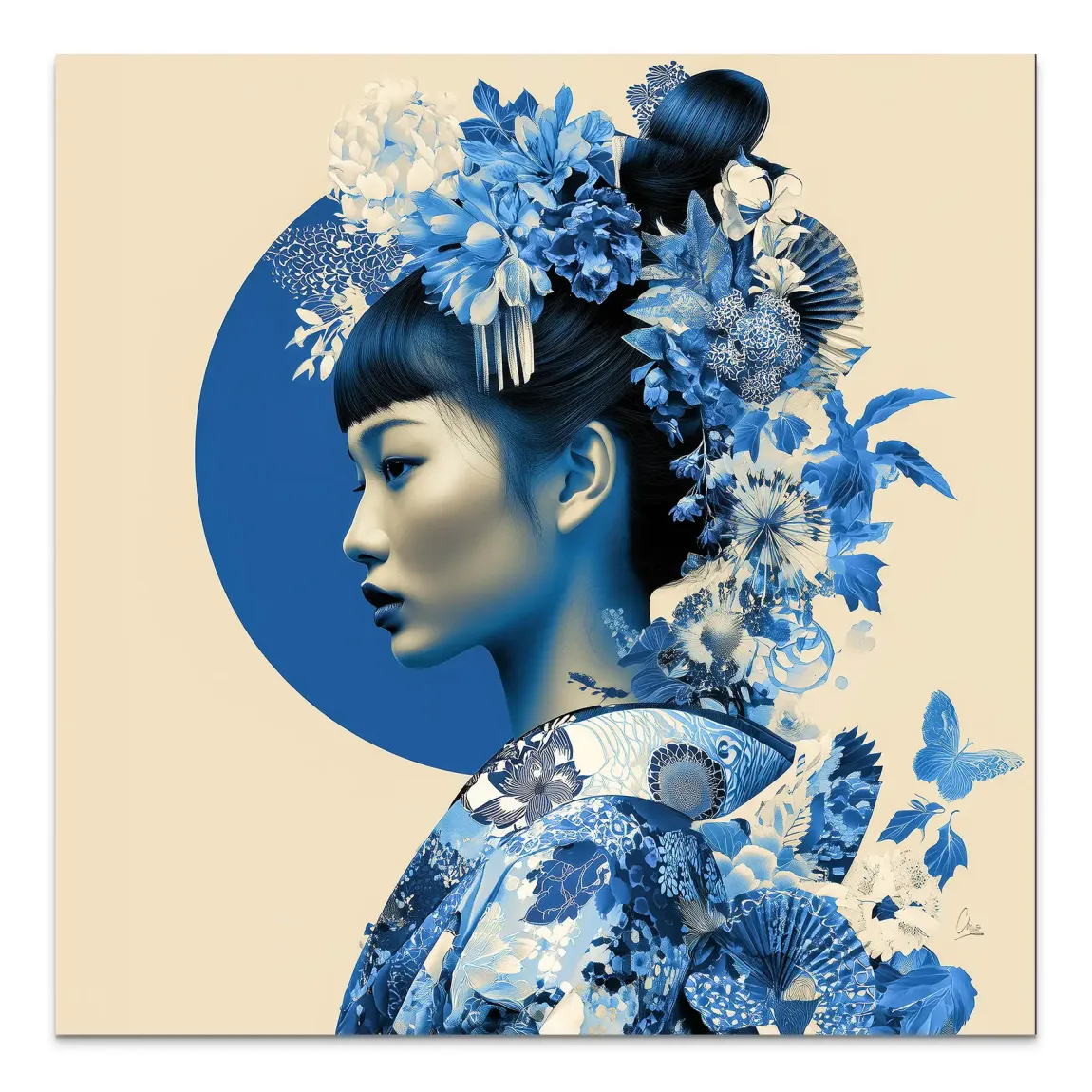 Blue Lotus Geisha Alu Dibond Bild