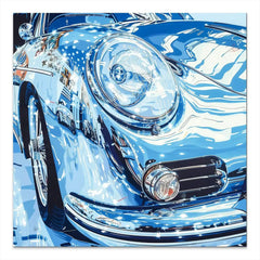 Porsche 356 Abstrakt Blue Alu Dibond Bild