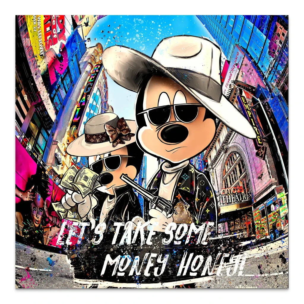 Micky & Minnie Gangster Goes Shopping AluDibond Bild INGALERIE