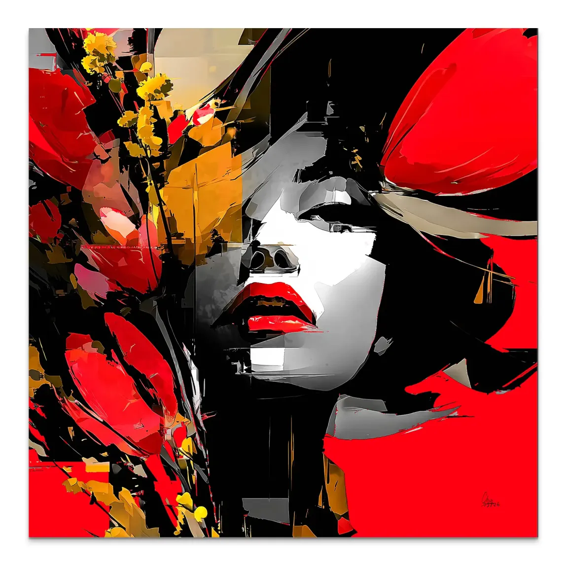 Rouge Abstrakt Alu Dibond Wandbild