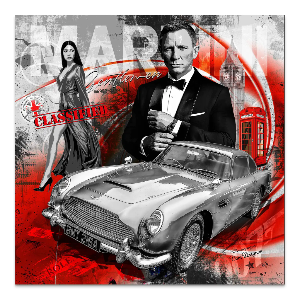 James Bond Martini Art AluDibond Bild INGALERIE