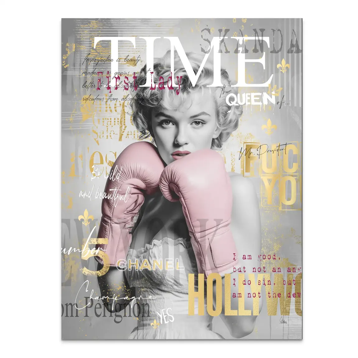 Marilyn Monroe Champ Pop Art Alu Dibond Bild