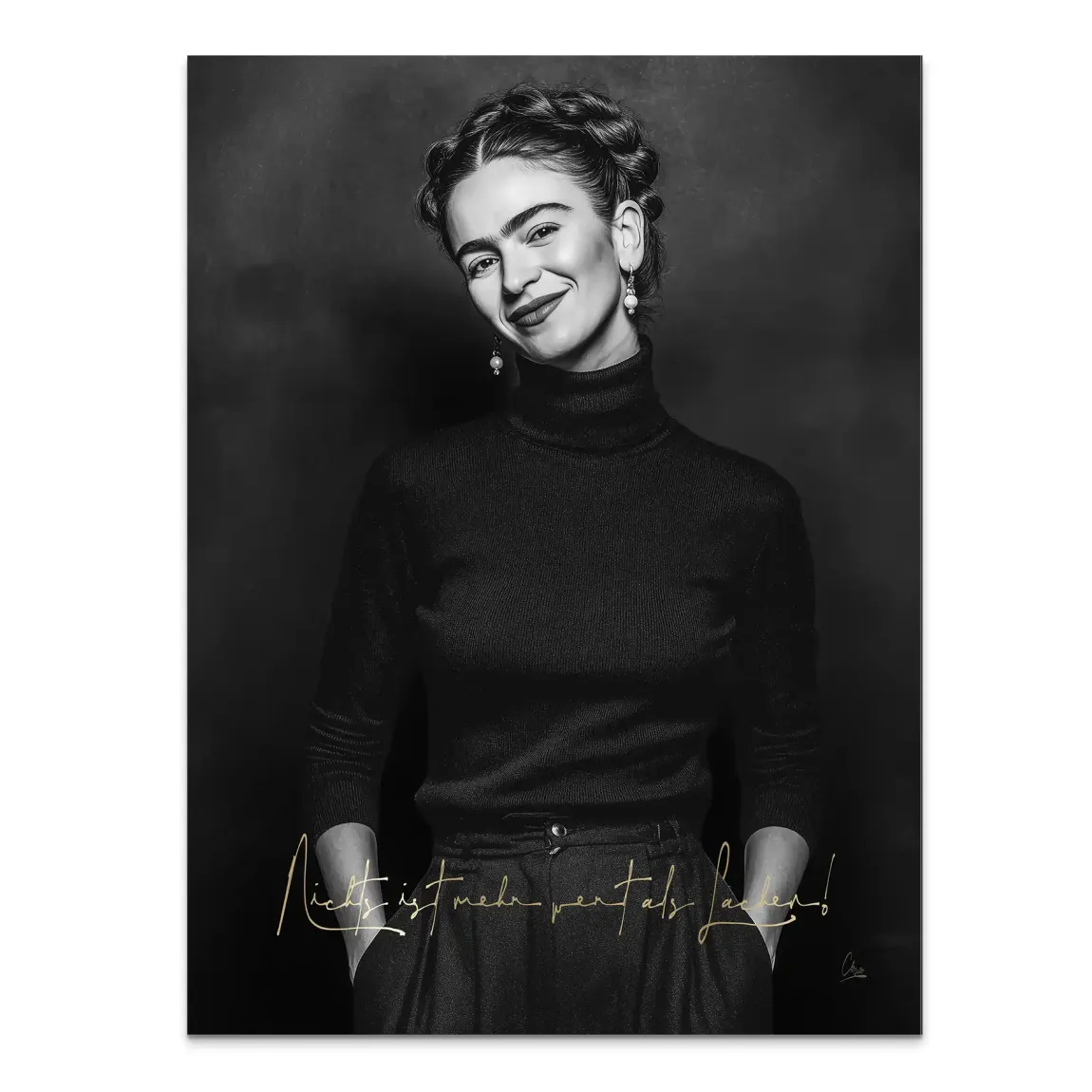 Frida Kahlo stilles Lächeln Alu Dibond Bild