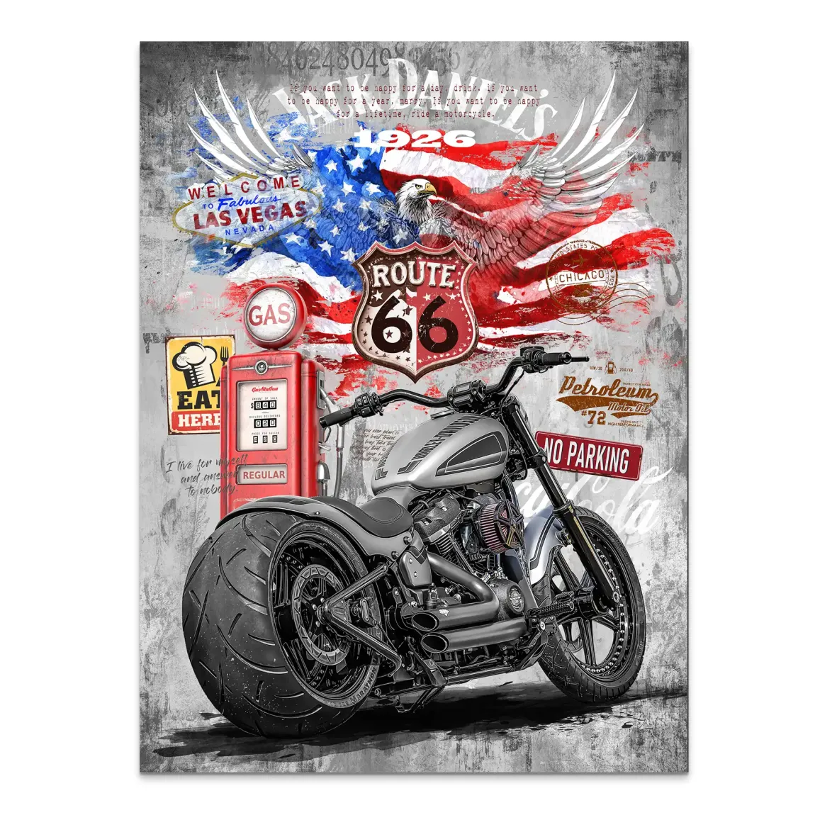Harley Road Pop Art Alu Dibond Bild