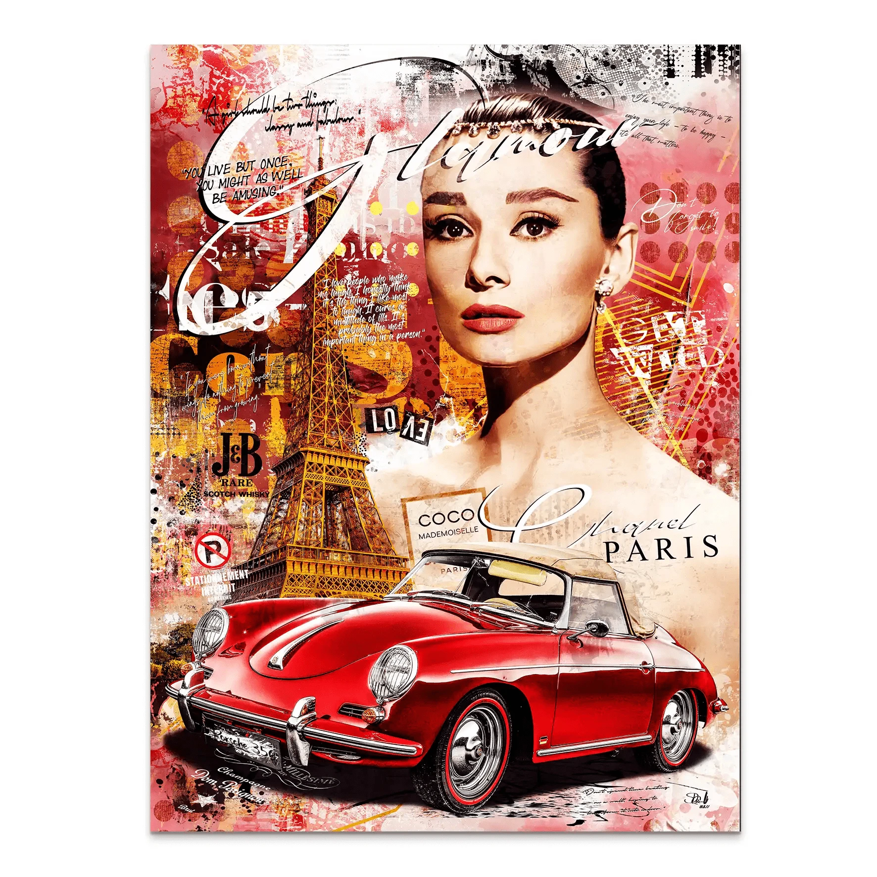 Audrey Hepburn Paris Pop Art Alu Dibond Bild INGALERIE