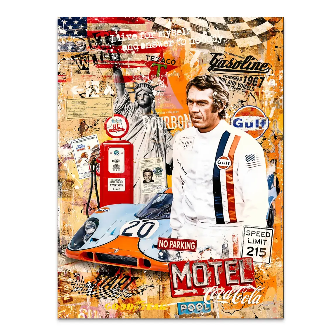 Steve McQueen Gasoline Spirit Alu Dibond Bild