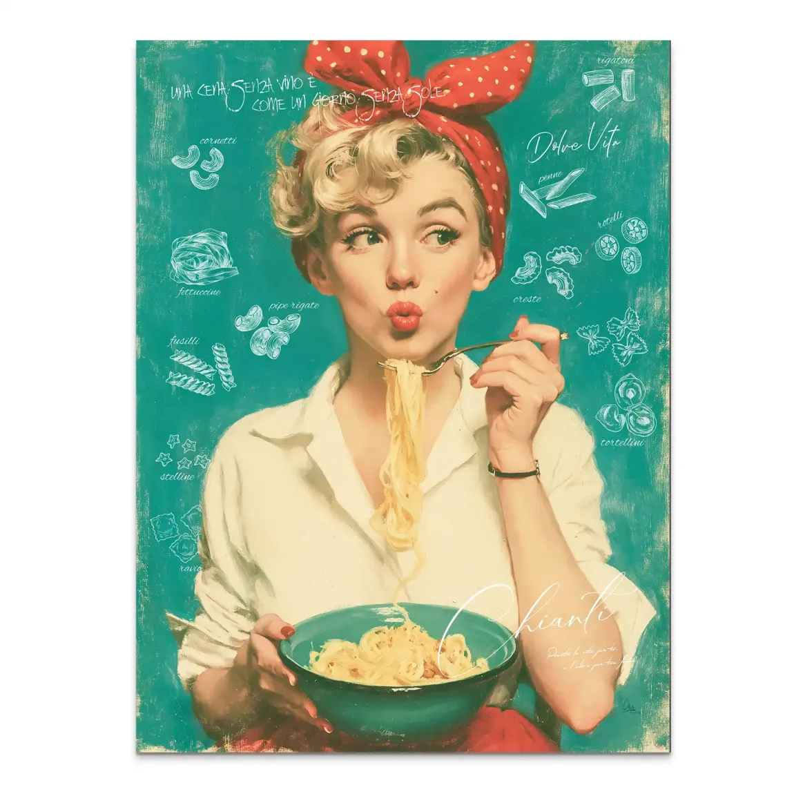 Marilyn Monroe Pasta Alu Dibond Wandbild