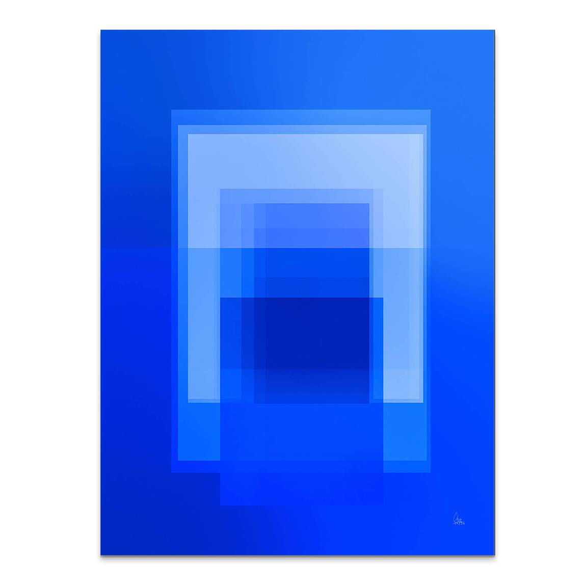 Kobaltblaue Geometrie Alu Dibond Wandbild